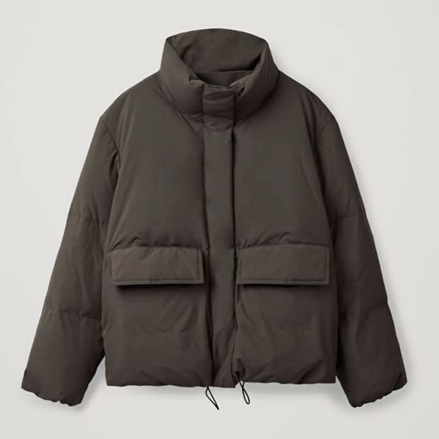 코스 패디드 푸퍼 패딩(다크브라운, 32사이즈)(오라리맛 패딩)