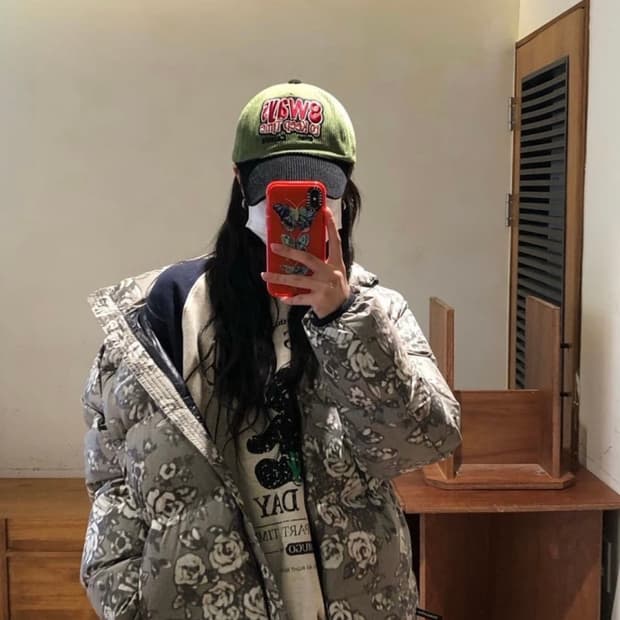 디스이즈네버댓 PERTEX 패딩 Flower black