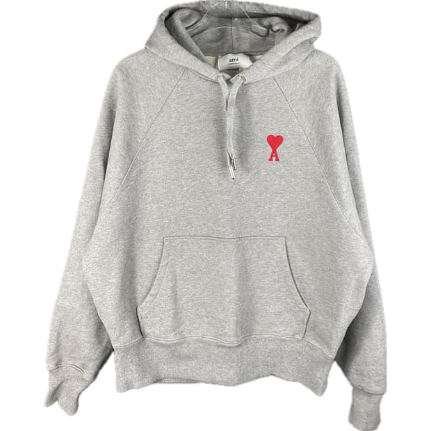 [M] AMI 아미 자수 하트 로고 후드 티