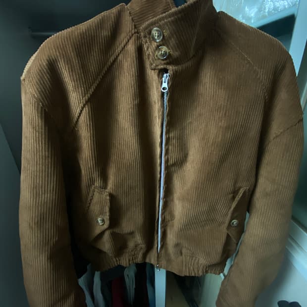 DSNR 코듀로이 해링턴 크롭 자켓 브라운