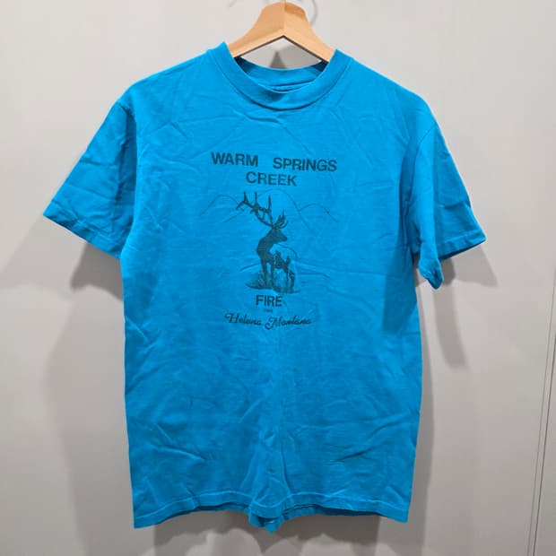 헤인즈 사슴 그래픽 프린트 빈티지 티셔츠