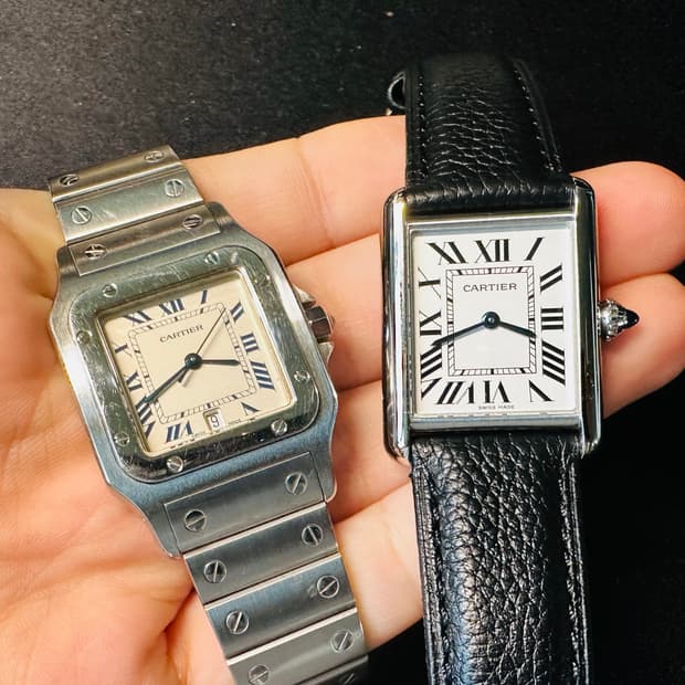 까르띠에 산토스 갈베 블루 다이얼 29mm 쿼츠 시계 판매