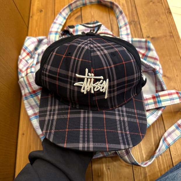 90s 스투시 체크 크라운 모자