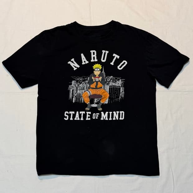 나루토 빈티지 애니메이션 티셔츠 블랙