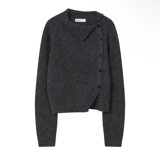 미세키서울 사이드 버튼 니트 차콜