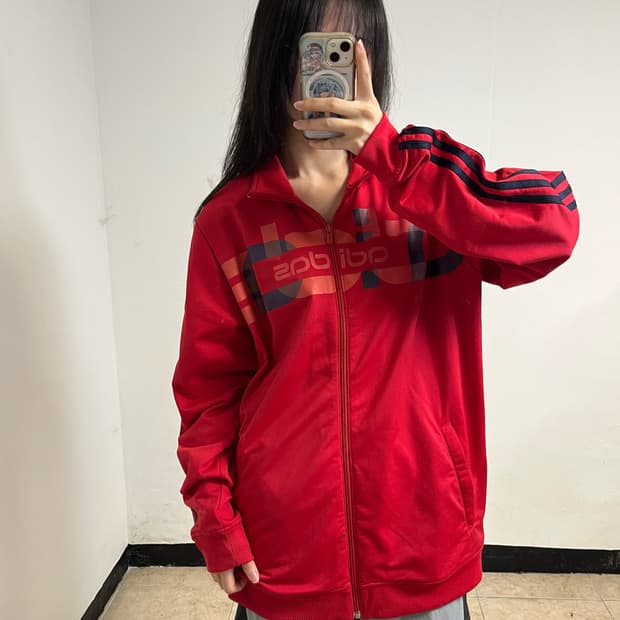 Adidas Red Center Logo Track Jacket