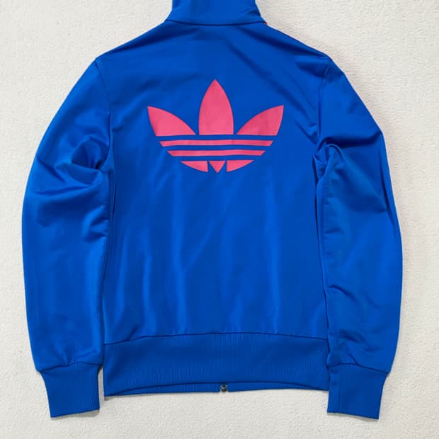 아디다스 파이어버드 백로고 블루 형광 핫핑크 파랑 여성용 져지 90