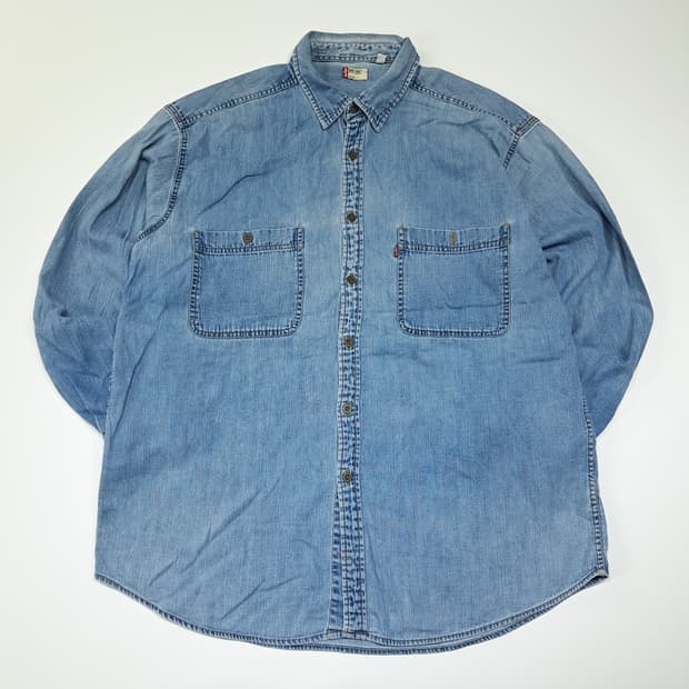 CL396 XL 리바이스 00s 코튼 라이트블루 데님셔츠 셔츠남방