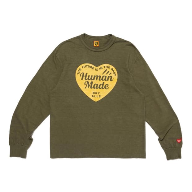 휴먼메이드 그래픽 롱슬리브 티셔츠 올리브
