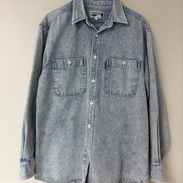 80s 프로스펙스 아이스 워시드 데님 셔츠 L