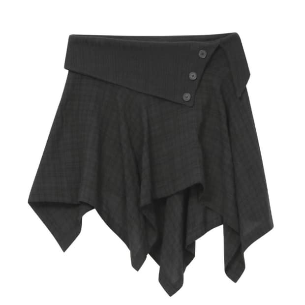 미세키서울 언발란스 레이어드 스커트 체크 2 사이즈