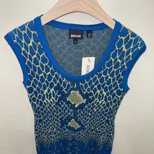 Just cavalli Blue Python Knit Dress