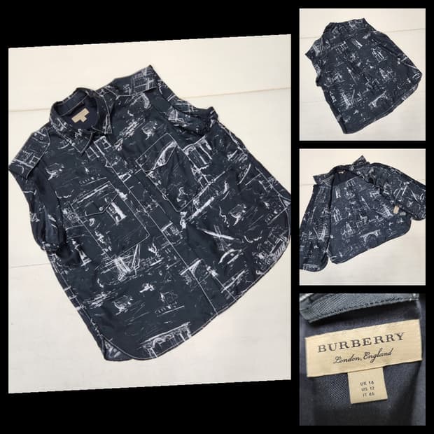 정품 버버리 여성 민소매 실크 블라우스 셔츠 Uk14 99