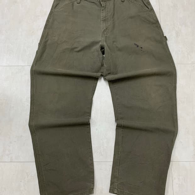 카키 브라운 카펜터 와이드 팬츠