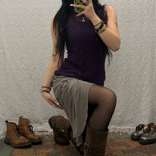 빈티지 란제리코어 레트로 90's 딥퍼플 포도맛 나시 K0141