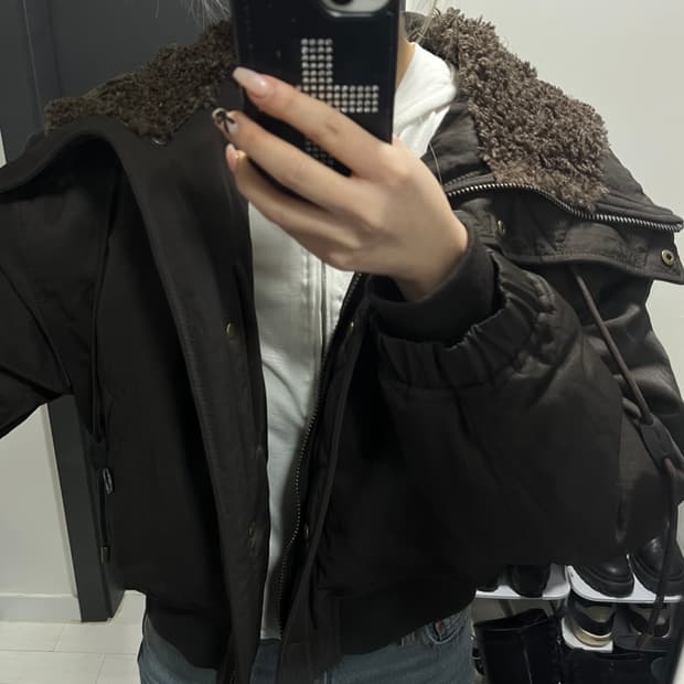 마뗑킴 봄버 다운 패딩 점퍼 브라운