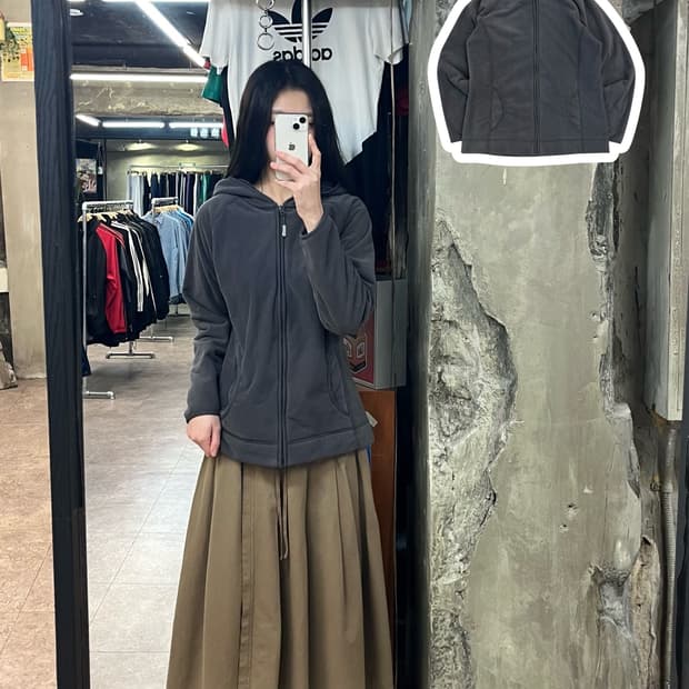 에디바우어 후드 플리스 자켓 차콜 #csz2736