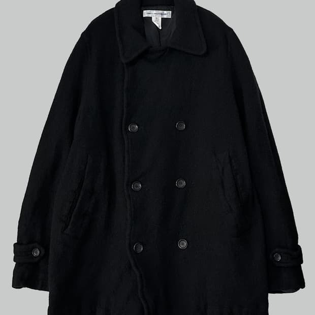 [L] 꼼데가르송셔츠 축융 울 피코트 블랙