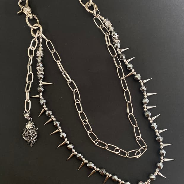 스파이크 비즈 팬츠 체인