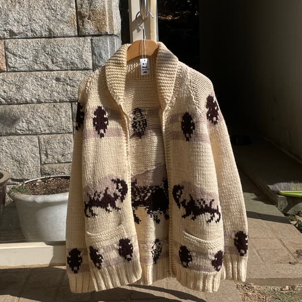 빈티지 캐나다 코위찬 물소 L