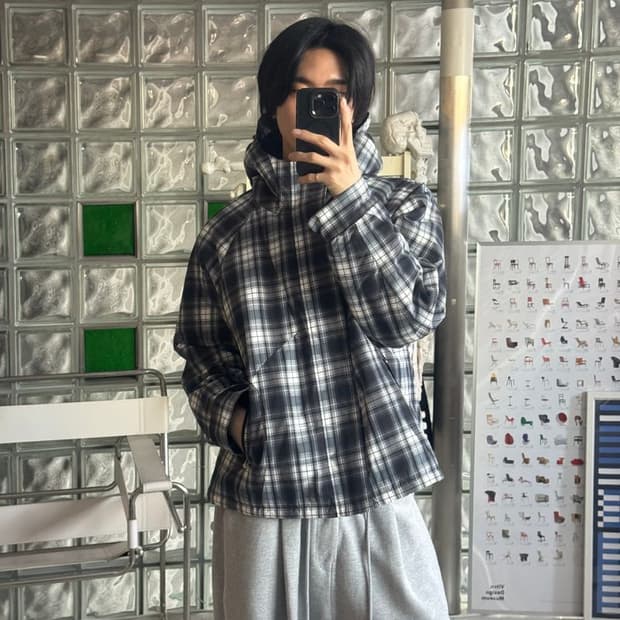 HOODED CHECK JACKET 후드 체크 재킷
