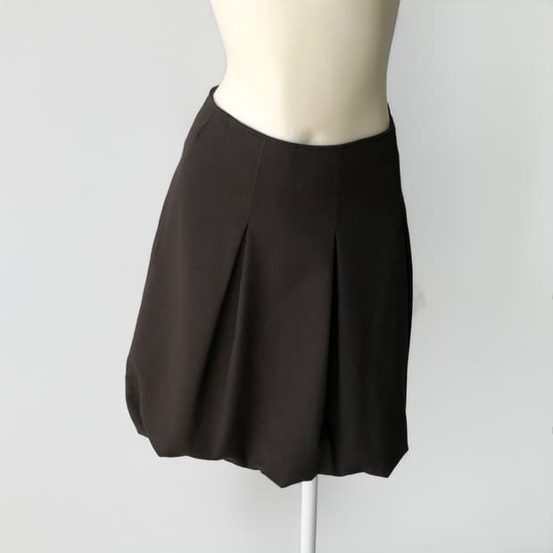 초콜릿 브라운 펌킨 미디 스커트