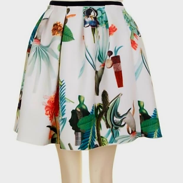 티렌 플라워 패턴 썸머 네오플랜 스커트 55