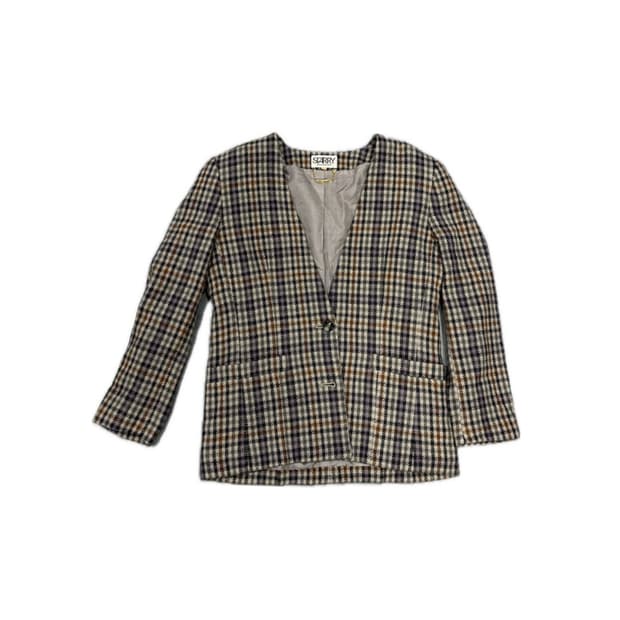 스테리 산요 체크 모 자켓 