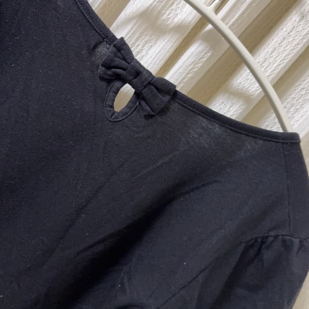 빈티지 모리걸 리본 포인트 반팔티