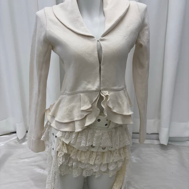 아이보리 러플 면 자켓