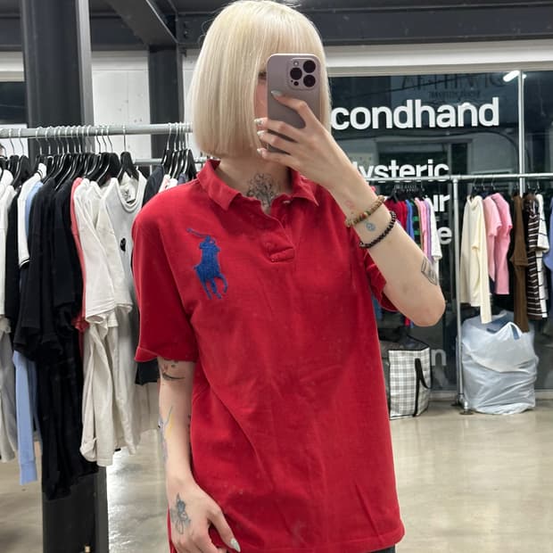 폴로 럴프로렌 빅포니 레드 카라티 반팔 티셔츠