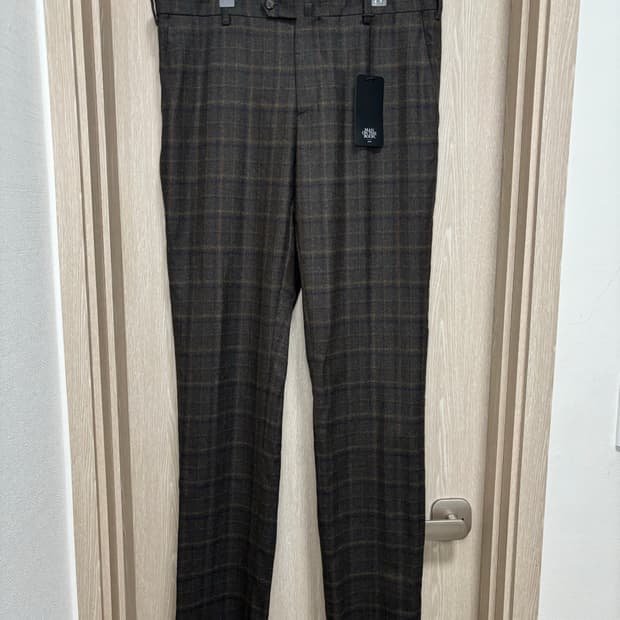 새상품)맨온더분 REDA 플란넬 체크 울팬츠50(34")/다크브라운