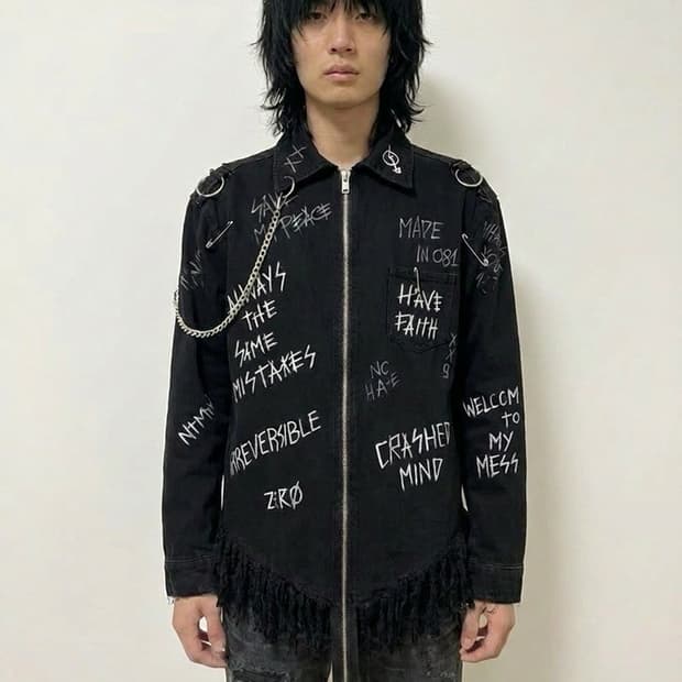 19AW NTMB콜라보  에디션 피어싱 그런지 블랙 데님 자켓