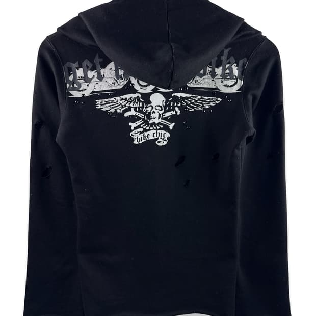 JPN 펑크 스컬 레터링 데미지 후디2893