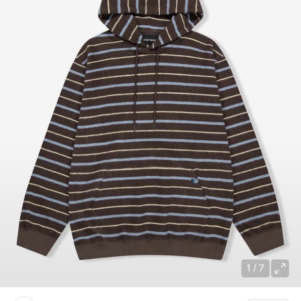 예스아이씨 스트라이프 후드티 브라운 S