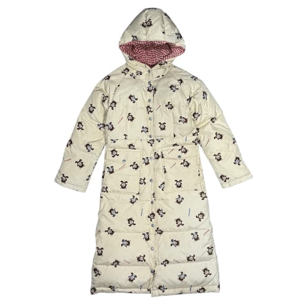 히스테릭 글래머 아카이브 퍽베어 패턴 오프화이트 색상 롱 패딩 자켓