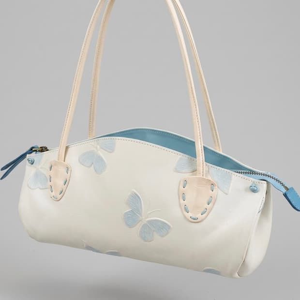 Powder Blue Butterfly Embossed Bag
