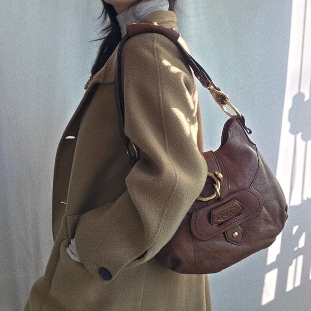 [정품 TOD'S] 토즈 브라운 레더 호보백 숄더백 크로스백