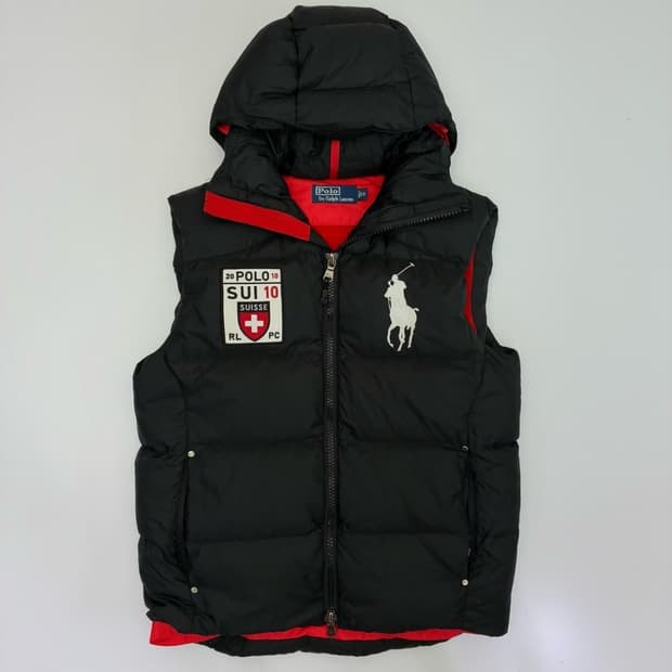 폴로 랄프로렌 자수 스위스 블랙 푸퍼 베스 트 패딩
