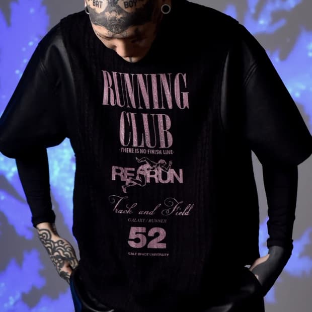 씨오엠이 레더 가죽 블랙 반팔 니트 L