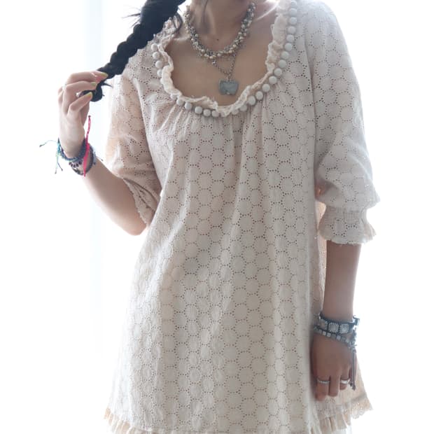 [Hysteric Glamour] Pom-Pom Lace Blouse