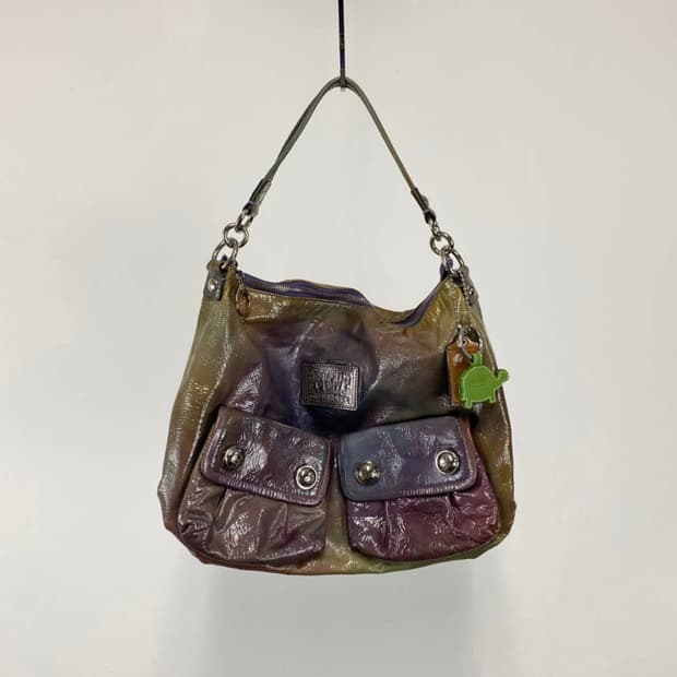  Coach poppy multi color enamel bag