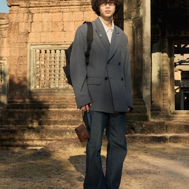 stu 더블 블레이저 미드 그레이L