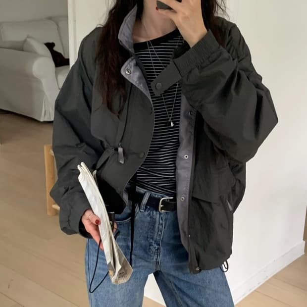 투톤 점퍼 자켓 다크 그레이