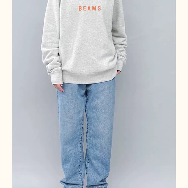 (남녀공용) BEAMS 빔즈 로고 베이직 맨투맨 