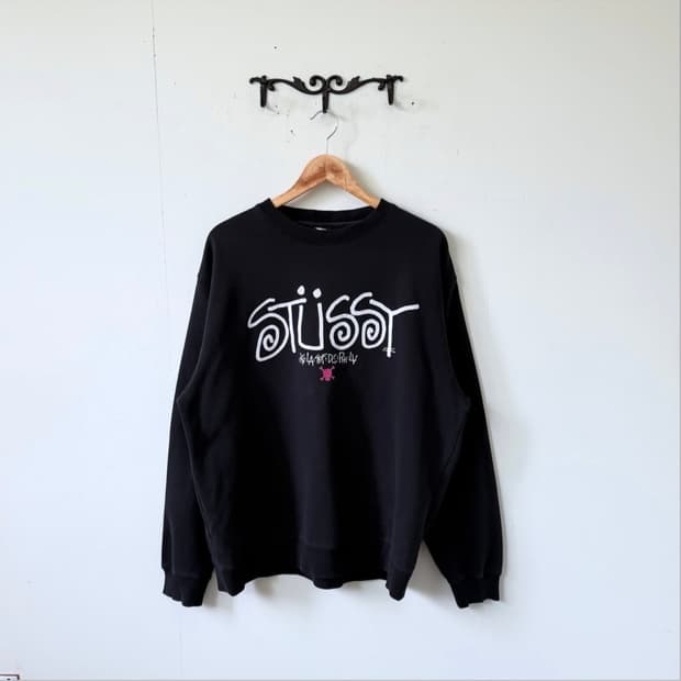 00s 스투시 스컬크리크 IV 로고 크루넥 스웻셔츠