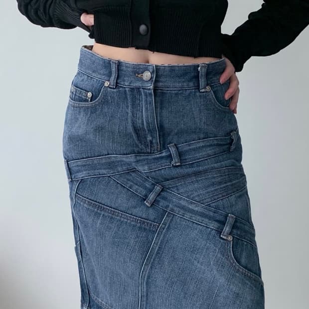 Reworked denim skirt