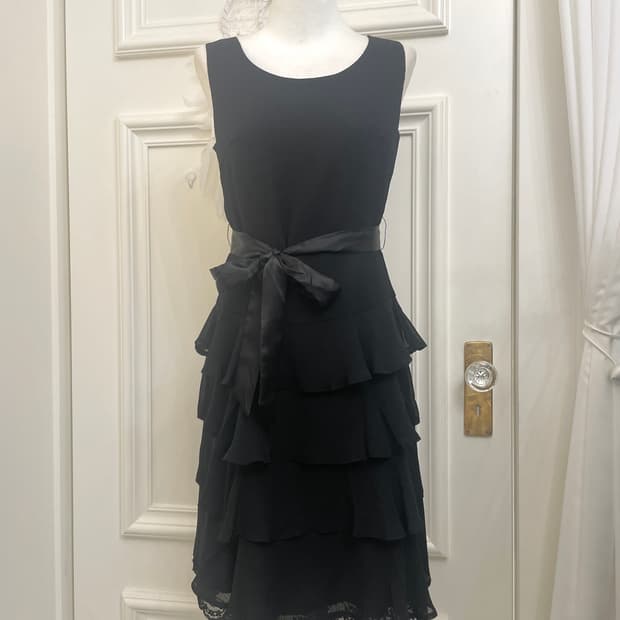 black ruffle layered bow belt fairy opc