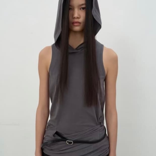 LCDC 엘씨디씨 후드 슬리브리스 차콜 