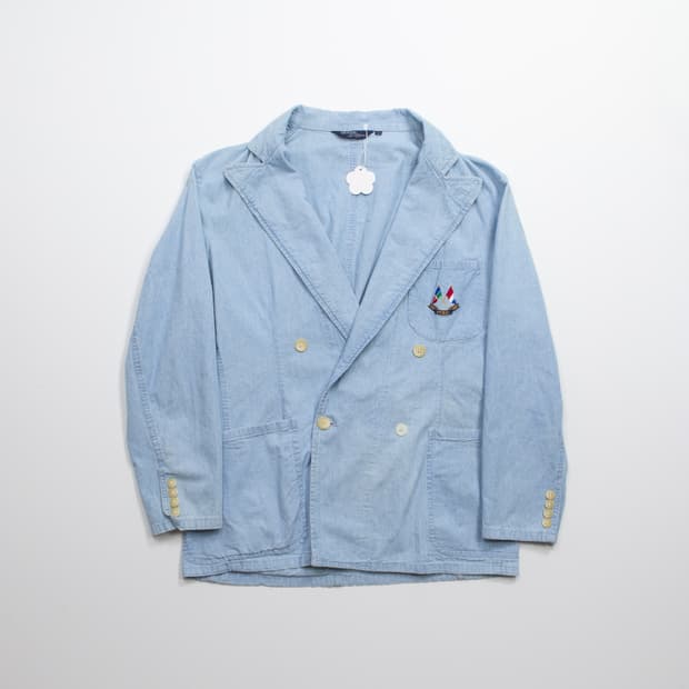 80s 폴로 랄프로렌 샴브레이 더블 브레스티드 블레이저